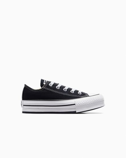 Pantofi Platforma Fete Converse Chuck Taylor All Star Lift Low Top Negrii Albi Negrii | RO WU13TR715